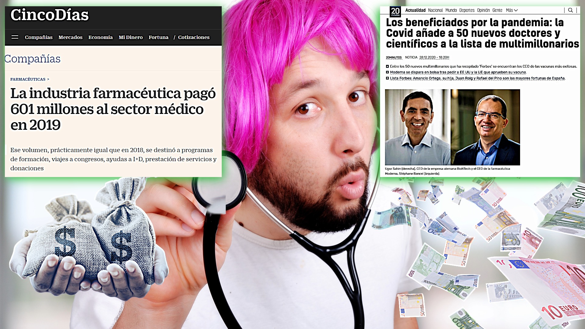 Noticias de periódicos y dinero de soborno en suspensión